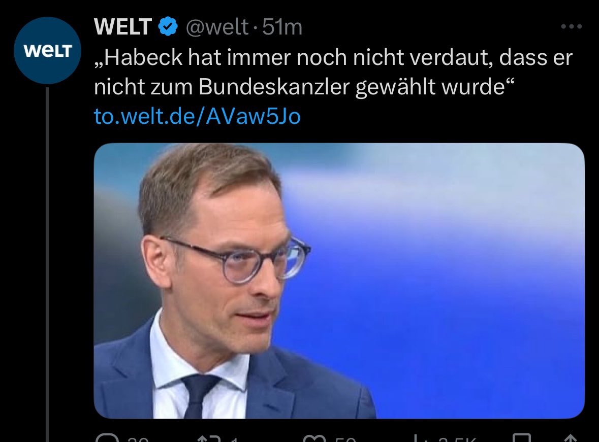 Ich glaube eher, Springer hat noch nicht verdaut, dass Habeck nichts mit ihnen zu tun haben wollte.