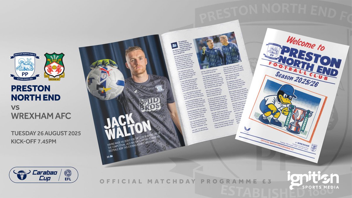 Preston and Birmingham have Carabao Cup second round ties against opposition they’ve not hosted in 25 years on Tuesday evening, while Barnsley host a derby against Rotherham.  ignitionsportsmedia.com/collections/ca…
<a href="/pnefc/">Preston North End FC</a> <a href="/BCFC/">Birmingham City FC</a> <a href="/BarnsleyFC/">Barnsley FC</a> <a href="/RotherhamUnited/">Rotherham United</a> <a href="/OfficialPVFC/">Port Vale Football Club</a> <a href="/Wrexham_AFC/">Wrexham AFC</a>