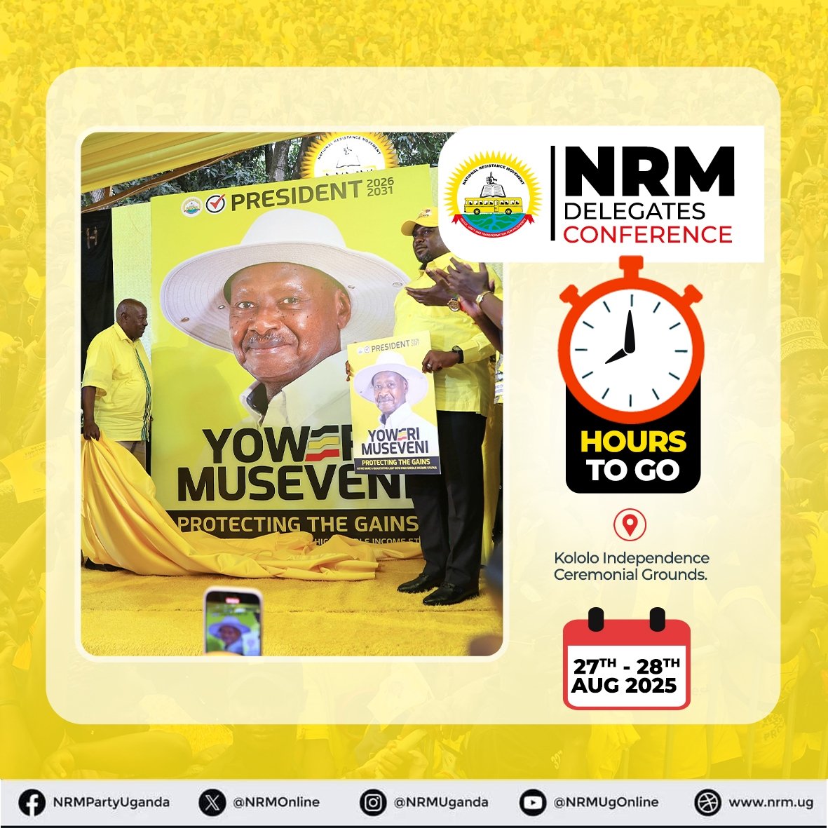 Just hours to the #NRMDelegatesConference at Kololo! Huge delegate turnout for accreditation shows massive support for the party and its electoral programmes.