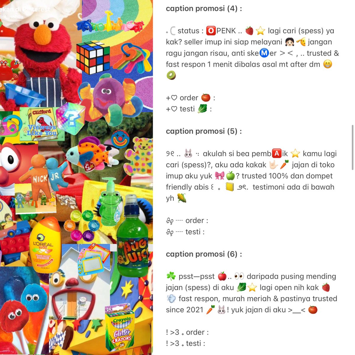 :¨ ·.· ¨:
  `· .  ୨୧   retweet  are  appreciated! thank  you  lovee  <3<3

hi dear..  judith  back  again  with  6  caption  promote  ready  stock  untuk  BA  with  price  only  5.500/each.   go  grab  yours  bebe 🥝🐰!

☘️🩷 tags : < #zonauang #zonaba >