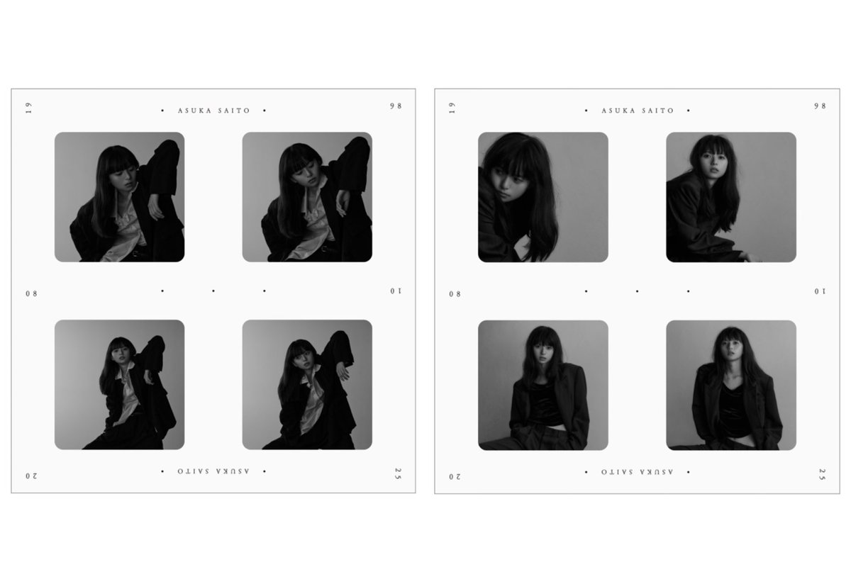 齋藤飛鳥Photo T-shirt A Sticker set A ポストカード ステッカーセット（A/B 2種類）は おしゃれな台紙に、正方形の