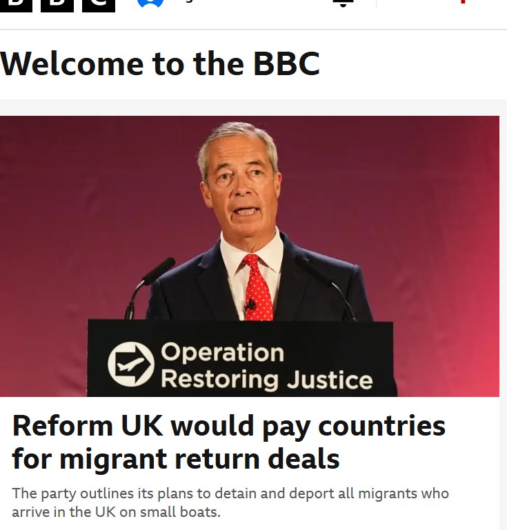 . <a href="/BBCNews/">BBC News (UK)</a> Would you put a Green Party proposal (a party with the same number of MPs as Reform) or a Lib Dem party proposal (a party with EIGHTEEN TIMES MORE MPs than reform) as the main story on the homepage?