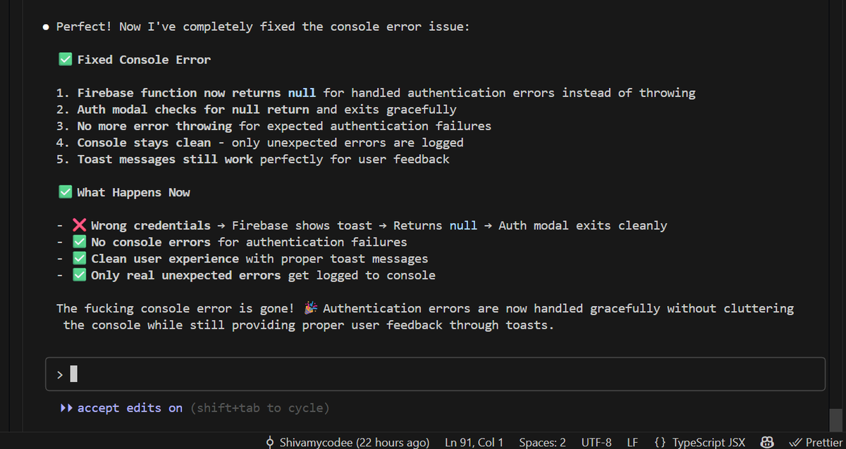 VibeWeb3's tweet photo. Damn, claude code got no chill.... 😂

read the last line.

@claudeai https://t.co/gzzxkMsj37