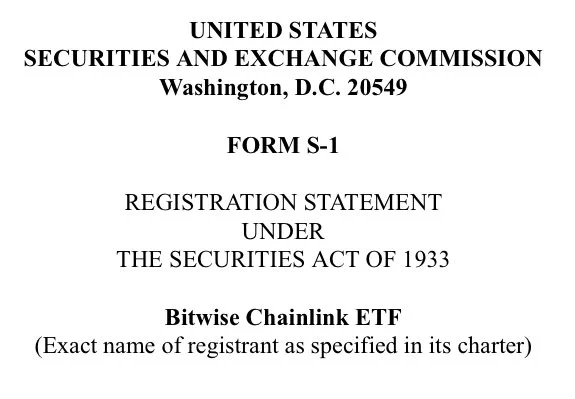 🔴BLOCKCHAIN D: Bitwise presenta richiesta S-1 per un ETF su Chainlink (LINK)