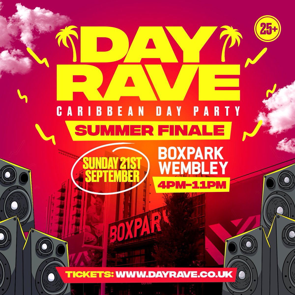 Day Rave
Boxpark Wembley takeover
Sunday 21st September 

Sold out x 2 times previously 
🚨 tickets drop Weds at 7pm
dayrave.co.uk