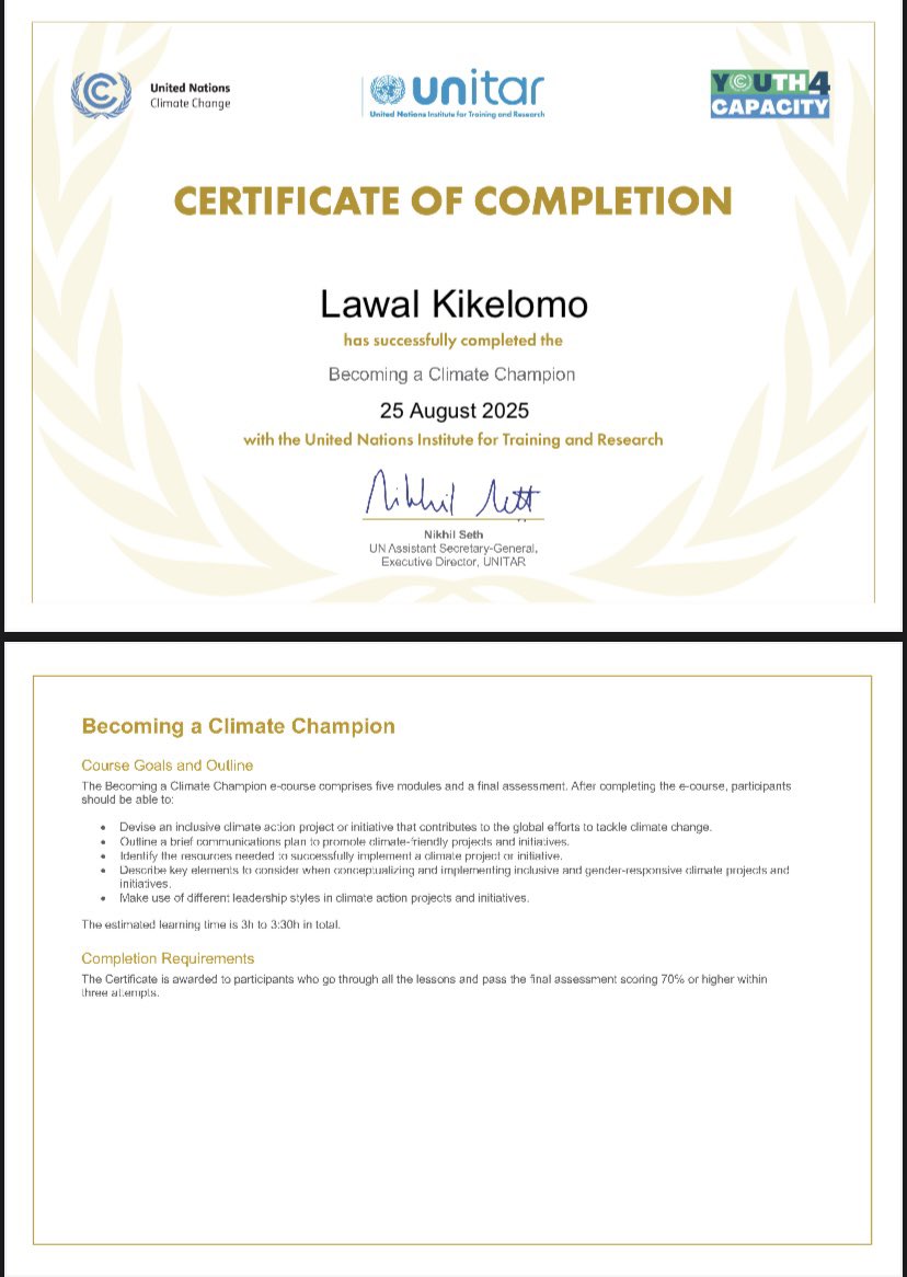 Thrilled to have completed the Climate Catalysts Mentorship Programme 🌍💡

Learnt about SMART goals, resource mobilization, M&amp;E, leadership styles &amp; comms strategy.
My project #Wavewise 🌊 tackles flood resilience for children in informal settlements.

Onwards to action! 💚✊
