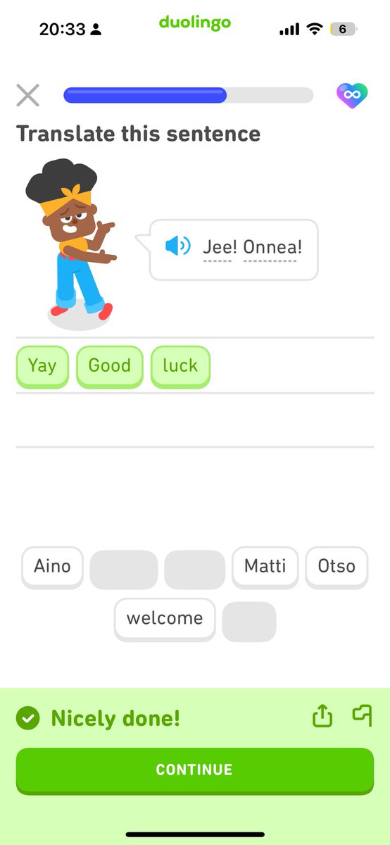 요즘 사실 너무 새로운 자극이 필요해서
듀오링고로 핀란드어를 시작해 봣어요
발음이 재밌음