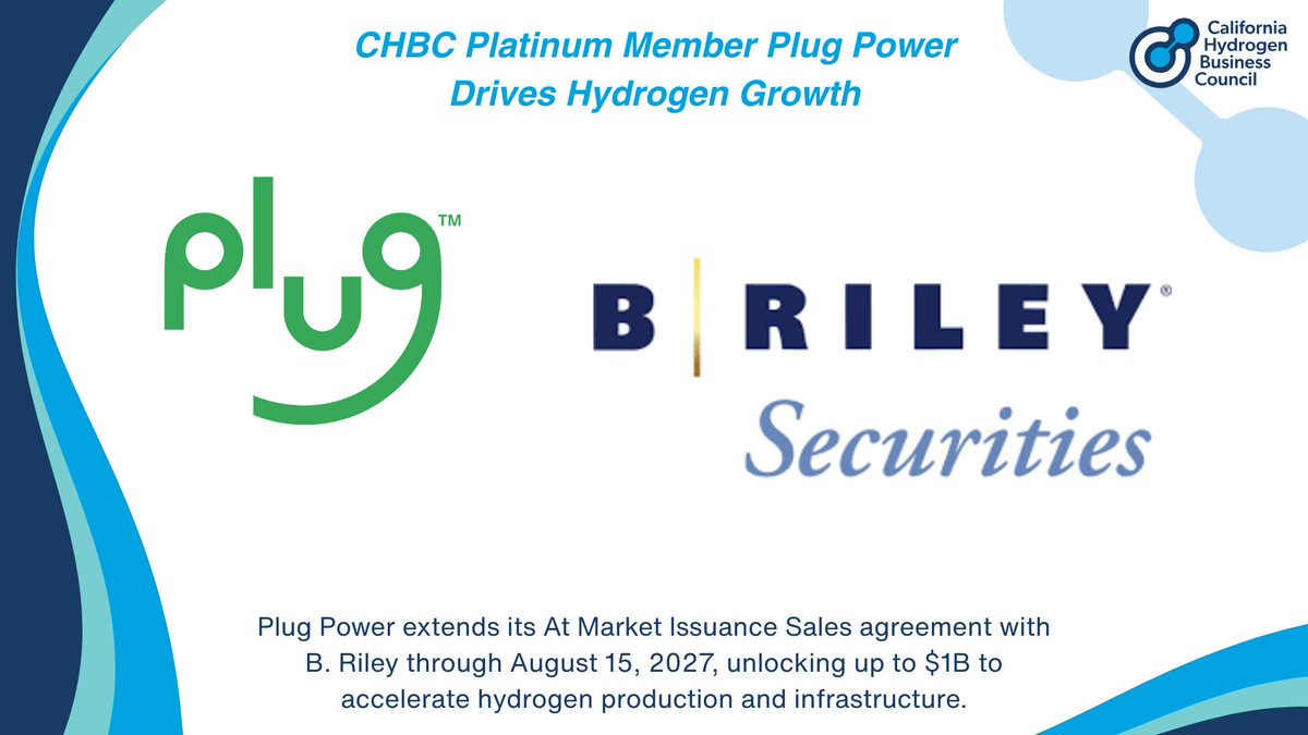 Platinum Member <a href="/PlugPowerInc/">Plug Power Inc.</a> extends its At Market Issuance Sales agreement with <a href="/BRileyWealth/">B. Riley Wealth Management</a> through 2027, offering up to $1B in common stock for #hydrogen growth. With $677M+ already raised, the funding boosts production &amp; infrastructure momentum.
📖 hydrogenfuelnews.com/plug-power-ext…