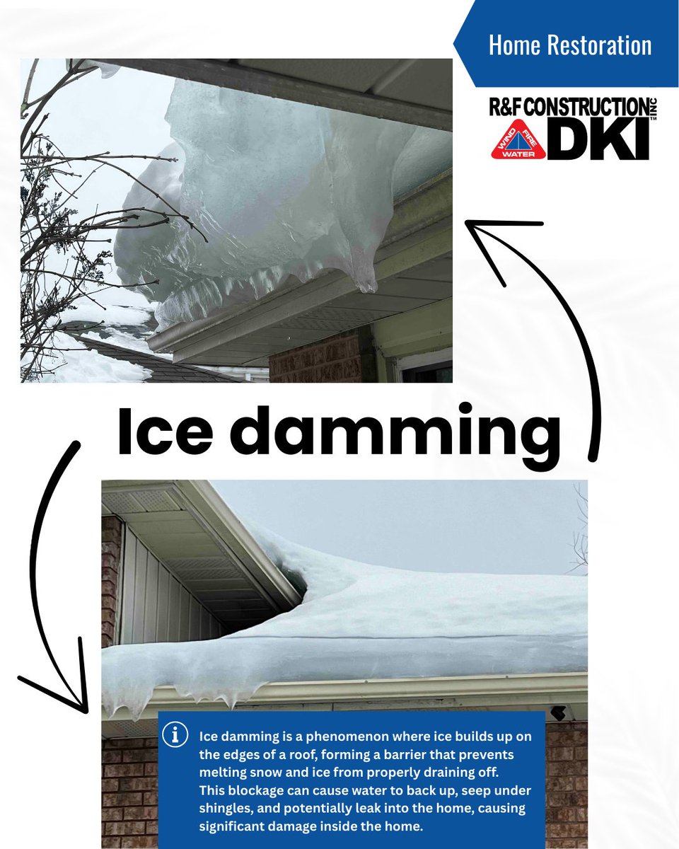 This home suffered some damage throughout from ice damming last winter - leading to water damaged drywall and ceiling. Thanks to our team of professionals at R&amp;F Construction DKI, it's been fully restored and is ready to withstand the next winter. 💪🔨