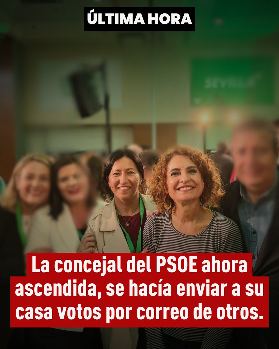 🔴 ÚLTIMA HORA | La concejal del PSOE ahora ascendida, se hacía enviar a su casa votos por correo de otros.

En la solicitud del votante no venía su domicilio, estaba el del cargo del PSOE.