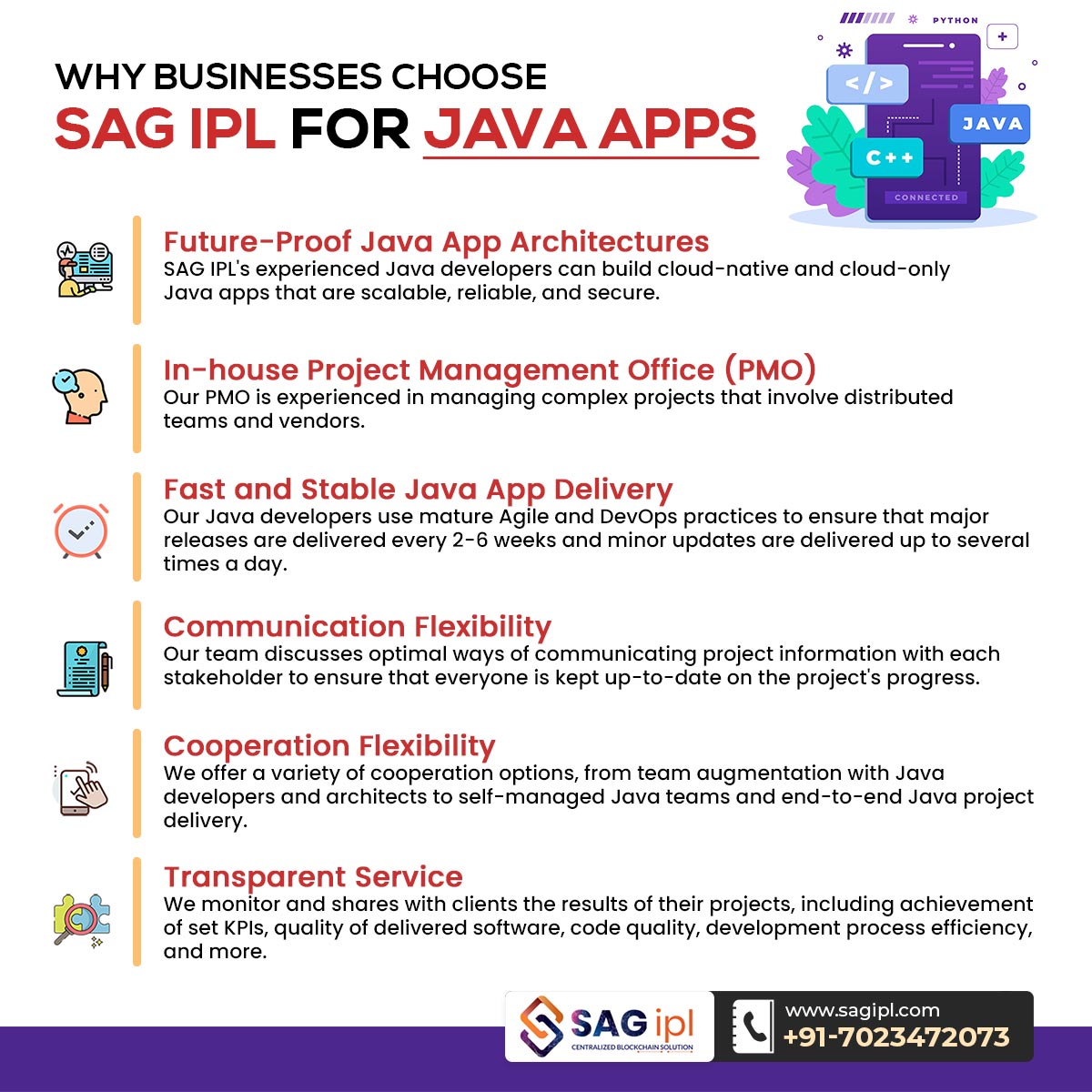 sag_ipl's tweet image. Unlock a scalable and secure future for your business with #SAGIPL's expert Java app development.
𝐂𝐚𝐥𝐥: +917023472073
𝐖𝐞𝐛𝐬𝐢𝐭𝐞: bit.ly/3r53y7c
#JavaApps #SoftwareDevelopment #TechSolutions #CustomSoftware #WebDevelopment #MobileApps #HireJavaDevelopers #Agile