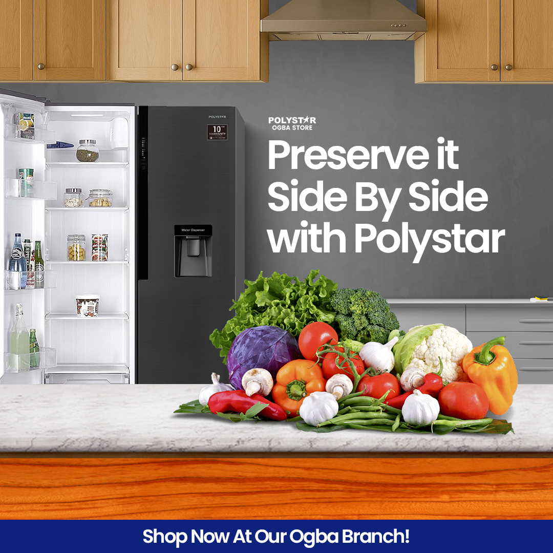 polystarogba's tweet photo. The Polystar Side-by-Side Inverter Refrigerator with Water Dispenser keeps your food fresh, your drinks chilled, and your home powered with energy-saving technology.
Available now at the Polystar Ogba Store.
#polystarogba #polystarelectronics https://t.co/cwRUpCWYZL