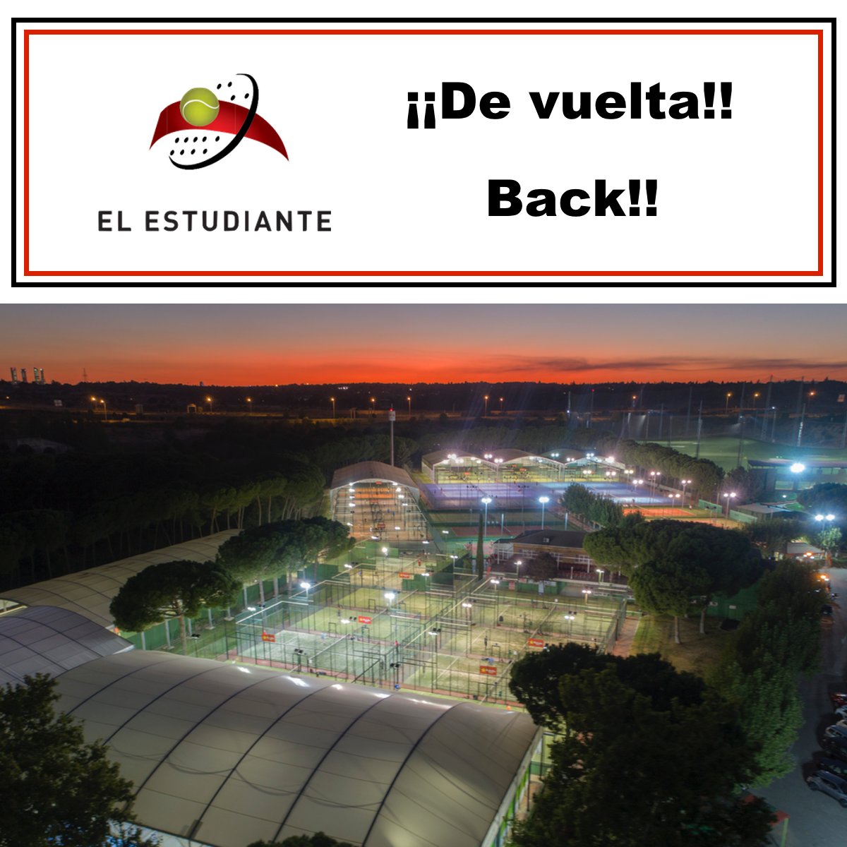 ¡El Club El Estudiante está de vuelta! Tras unas merecidas vacaciones para hacer reformas en varios espacios, ya podéis volver a jugar en el club de padel más grande del mundo 💪🏻💪🏻💪🏻. #Padel #PadelClub #PadelMania