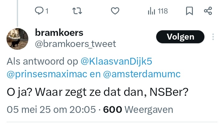 Klaas van Dijk (@klaasvandijk5) on Twitter photo <a href="/cwitteveen1/">cwitteveen</a> <a href="/BkassaNamoomba/">Grote Roerganger</a> <a href="/DirkvanLinth/">@dirkvanlint.bsky.social 🇺🇦 🇧🇪🇪🇺 #FBPE #NAFO</a> <a href="/chrissie296342/">chrissie</a> <a href="/OzanKemalOzan/">OzanKemal</a> <a href="/Tutta2_123789/">Tutta</a> <a href="/Rik12305402/">Rik</a> <a href="/ToKnowOrNot/">MetenIsWeten</a> <a href="/DominiekC/">Dominiek Cottem</a> <a href="/MarKes1900/">Marius Kesper</a> <a href="/PaulGanck/">paul de ganck</a> <a href="/StefanSmits5/">Stefan Smits</a> <a href="/Youri_Bakker/">Youri</a> <a href="/ToutertOenema/">Toutèrt Oenema 🚜</a> <a href="/AlevAloysius/">Alewyn 🏳️🌈🇺🇦🇪🇺 🕯️</a> <a href="/ArtsenC/">Artsen Collectief</a> <a href="/lg03maarten/">Maarten Fornerod</a> <a href="/ErasmusMC/">Erasmus MC</a> <a href="/JonaWalk/">Jona Walk</a> <a href="/Eric64994309/">Eric</a> <a href="/realMarkHobart/">Dr Mark Hobart</a> <a href="/mieke2/">mieke</a> <a href="/grok/">Grok</a> <a href="/bramkoers_tweet/">bramkoers</a> <a href="/amsterdamumc/">Amsterdam UMC</a> Het AUMC weet niet wie op dit moment de leidinggevende is van hun "Research Associate" Bram Bakker pure.amsterdamumc.nl/en/persons/bra…. Wel is duidelijk dat het AUMC het geen enkel probleem vindt dat deze Bram Bakker mij in deze context "NSBer" noemt. x.com/KlaasvanDijk5/… <a href="/cwitteveen1/">cwitteveen</a> <a href="/BkassaNamoomba/">Grote Roerganger</a> <a href="/DirkvanLinth/">@dirkvanlint.bsky.social 🇺🇦 🇧🇪🇪🇺 #FBPE #NAFO</a> <a href="/chrissie296342/">chrissie</a> <a href="/OzanKemalOzan/">OzanKemal</a> <a href="/Tutta2_123789/">Tutta</a> <a href="/Rik12305402/">Rik</a> <a href="/ToKnowOrNot/">MetenIsWeten</a> <a href="/DominiekC/">Dominiek Cottem</a> <a href="/MarKes1900/">Marius Kesper</a> <a href="/PaulGanck/">paul de ganck</a> <a href="/StefanSmits5/">Stefan Smits</a> <a href="/Youri_Bakker/">Youri</a> <a href="/ToutertOenema/">Toutèrt Oenema 🚜</a> <a href="/AlevAloysius/">Alewyn 🏳️🌈🇺🇦🇪🇺 🕯️</a> <a href="/ArtsenC/">Artsen Collectief</a> <a href="/lg03maarten/">Maarten Fornerod</a> <a href="/ErasmusMC/">Erasmus MC</a> <a href="/JonaWalk/">Jona Walk</a> <a href="/Eric64994309/">Eric</a> <a href="/realMarkHobart/">Dr Mark Hobart</a> <a href="/mieke2/">mieke</a> <a href="/grok/">Grok</a> <a href="/bramkoers_tweet/">bramkoers</a> <a href="/amsterdamumc/">Amsterdam UMC</a> Het AUMC weet niet wie op dit moment de leidinggevende is van hun "Research Associate" Bram Bakker pure.amsterdamumc.nl/en/persons/bra…. Wel is duidelijk dat het AUMC het geen enkel probleem vindt dat deze Bram Bakker mij in deze context "NSBer" noemt. x.com/KlaasvanDijk5/…