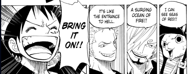 ld_czr's tweet photo. How do you get excited about a surging ocean of fire, that happens to look like the entrance to hell?

#Onepiece #Onepiece654 #Manga https://t.co/xJhIn2tNwX