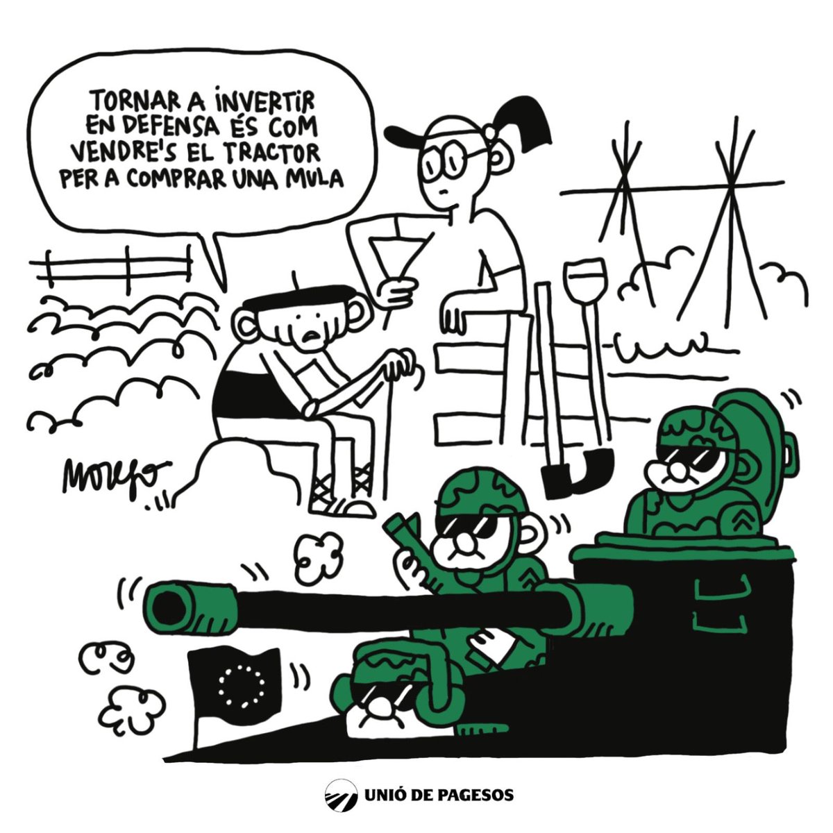 🚫🌱Res de bo en surt de reforçar la seguretat militar i, molt menys, quan es debilita la seguretat alimentària.  

La pagesia és qui garanteix aliments, territori viu i futur. Sense suport al camp, no hi ha plat ple. 🚜🍞

<a href="/loSergi/">MORESO</a>✒️