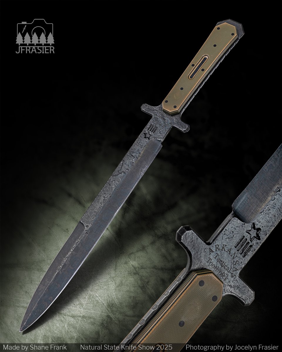 This first knife is LOST. Dropped off in Arkansas, bound for Nebraska. If you see it, reach out to  Shane Frank.

MISSING: All American brisket bowie, 1084/15n20, 11 inch blade, 16.5 inch overall length, black walnut handle.. Red, white, and blue G10 liners.

#jfrasierphotography