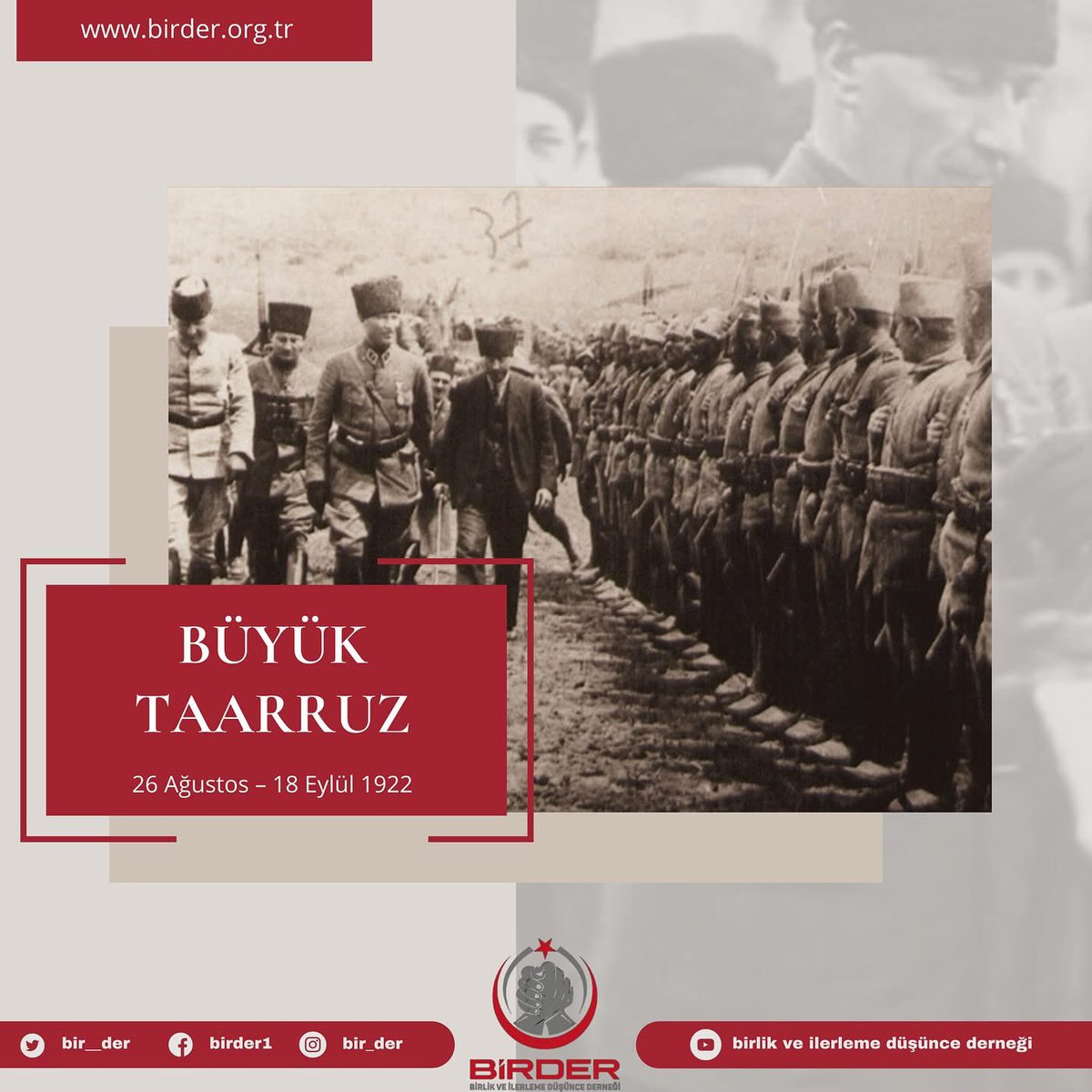 BİRDER (@bir__der) on Twitter photo Empreyalizme diz çöktüren, 
Türk Bayrağının özgürce dalgalanmasını sağlayan Başkomutan Mustafa Kemal Atatürk ile birlikte tüm şehit ve gazilerimizi minnetle anıyoruz. 
Ruhunuz şad olsun.
#BüyükTaarruz
#MustafaKemalAtatürk Empreyalizme diz çöktüren, 
Türk Bayrağının özgürce dalgalanmasını sağlayan Başkomutan Mustafa Kemal Atatürk ile birlikte tüm şehit ve gazilerimizi minnetle anıyoruz. 
Ruhunuz şad olsun.
#BüyükTaarruz
#MustafaKemalAtatürk
