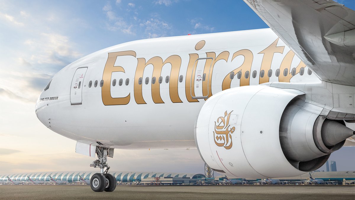 emirates's tweet photo. Triple seven perfection. 🛫 https://t.co/S9LkK93XFf