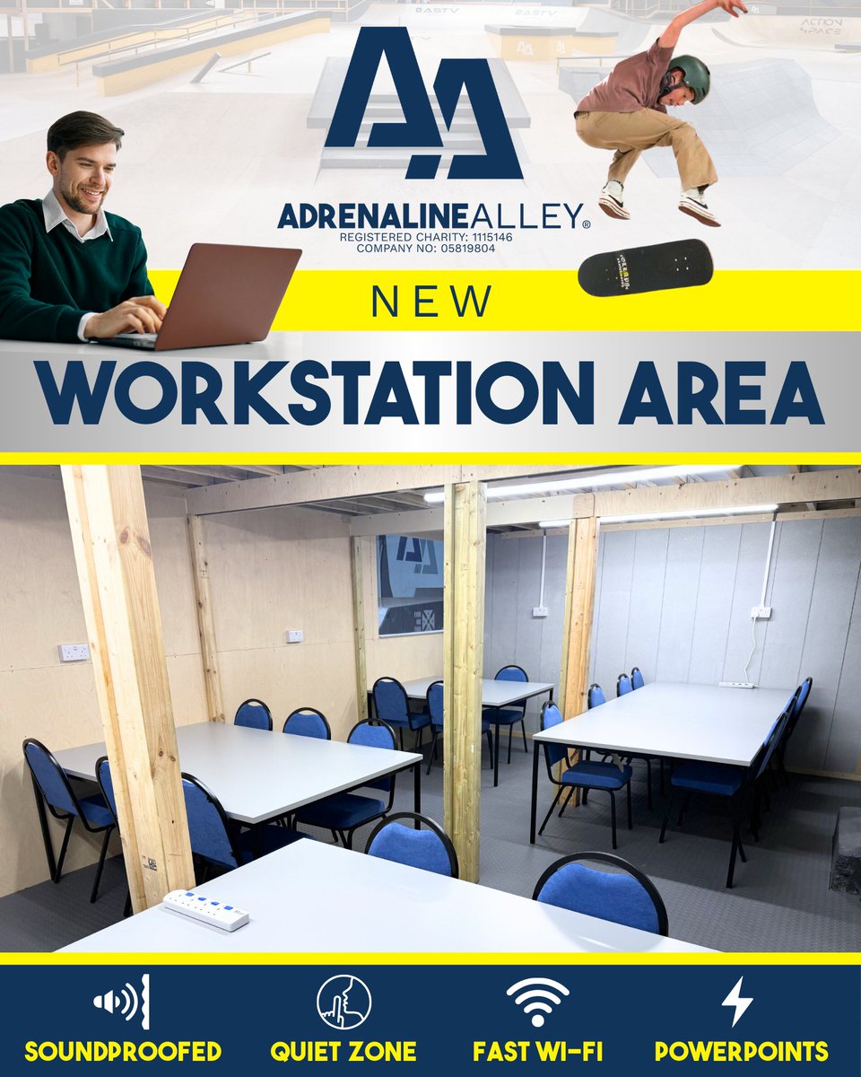 We’re excited to share that our new WORKSTATION AREA is officially open! Located on the ground floor of the new spectator lounge in Building 1, this space has been designed as the ideal environment for accompanying adults to use laptops or other devices while the kids ride.