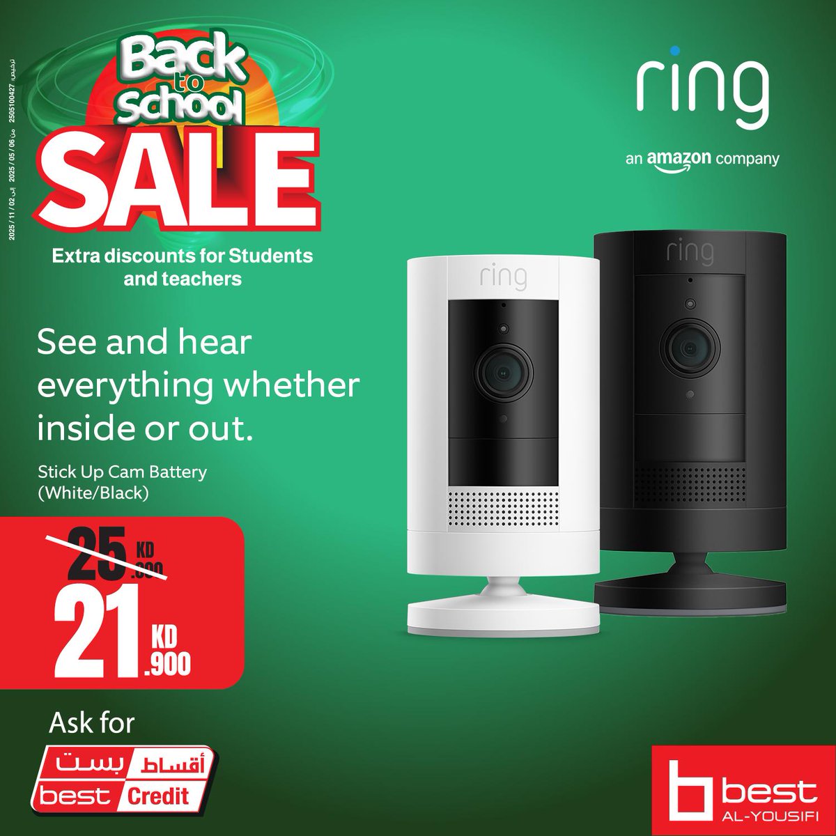 BestAlYousifi's tweet image. العودة إلى المدرسة... والاهتمام بالأمان! 🎓🔒
احمِ منزلك مع كاميرا Ring Stick Up Cam Plug-In الذكية عبر Wi-Fi والمزيد من أفضل كاميرات الأمان المنزلية. عروض مميزة بمناسبة العودة إلى المدارس! 🏠📷

متوفر في المعارض.

#Bestalyousifi #BackToSchool #SmartHomeSecurity #RingCam