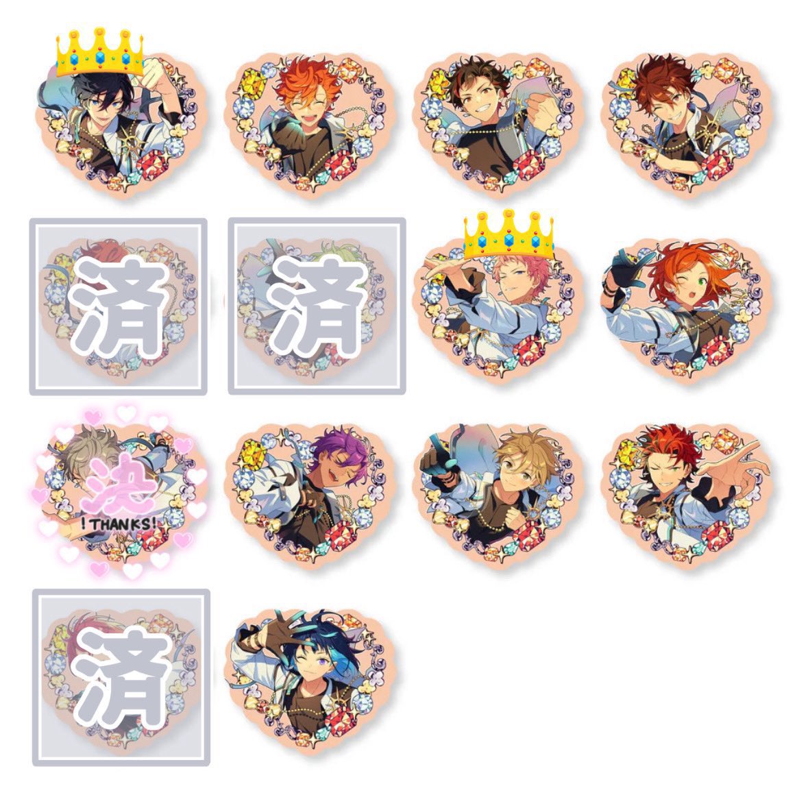 【仮約束 交換】あんスタ ES 9th Anniv.
プチプリ FLARE／STORM

譲 : 渉 真 翠 巽 ニキ 敬人 斑 ライカ 北斗 スバル 鉄虎 千秋 宗 ひなた アドニス 友也 紅郎 エス
求 : 薫 ＞凛月(別BOX) こはく

1BOX予約済み
郵送交換
👑は薫＞凛月との交換優先

検索からでもお気軽にお声がけお願い致します✧