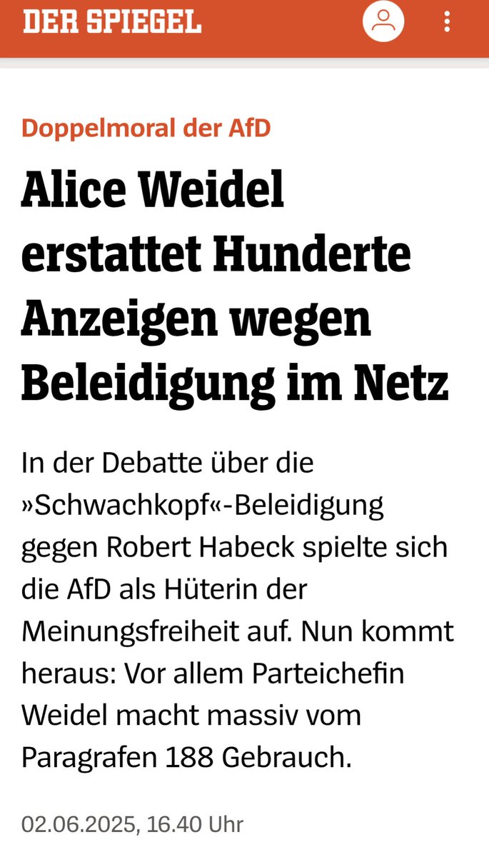 <a href="/Luxusbabsi/">Barbara Wise</a> Nicht nur er.
Wichtig, gegen Beleidigungen vorzugehen.
Wenn sowas ohne Konsequenzen bliebe, würde es ausarten.