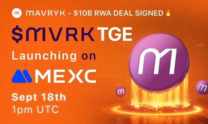 😳😳😳TEEBOY 🧩 (@tee_boy04) on Twitter photo The TGE for <a href="/MavrykNetwork/">Mavryk Network | Tokenizing $10B in RWAs</a> ($MVRK) is almost here, bringing a token, and a total ecosystem build-out that bridges TradFi and DeFi.
- Launch Price: $0.10 | 5% unlocked at TGE | 45% reserved for ecosystem growth
- Backed by $10B in RWAs via MAG & <a href="/multibank_io/">MultiBank.io</a> | Utility at launch The TGE for <a href="/MavrykNetwork/">Mavryk Network | Tokenizing $10B in RWAs</a> ($MVRK) is almost here, bringing a token, and a total ecosystem build-out that bridges TradFi and DeFi.
- Launch Price: $0.10 | 5% unlocked at TGE | 45% reserved for ecosystem growth
- Backed by $10B in RWAs via MAG & <a href="/multibank_io/">MultiBank.io</a> | Utility at launch