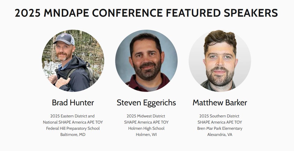 MNDAPE (@mndape) on Twitter photo One month today is the 50th Annual MNDAPE Conference at Camp Friendship in Annandale, MN.
Three 2025 <a href="/SHAPEAmerica/">SHAPE America</a> #AdaptedPE TOY's!
Schedule and registration can be found at mndape.org One month today is the 50th Annual MNDAPE Conference at Camp Friendship in Annandale, MN.
Three 2025 <a href="/SHAPEAmerica/">SHAPE America</a> #AdaptedPE TOY's!
Schedule and registration can be found at mndape.org