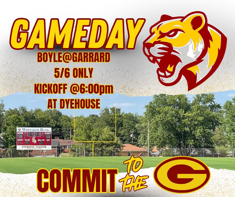 GAMEDAY! #PackTheDye #CommitToTheG <a href="/schools_garrard/">Garrard County Schools</a> <a href="/GarrardMiddle/">Garrard MiddleSchool</a> <a href="/GarrardFB/">Garrard County Football</a> <a href="/OfficialKYMSFA/">Kentucky Middle School Football Association</a> <a href="/PrepRedzoneKY/">Prep Redzone Kentucky</a>