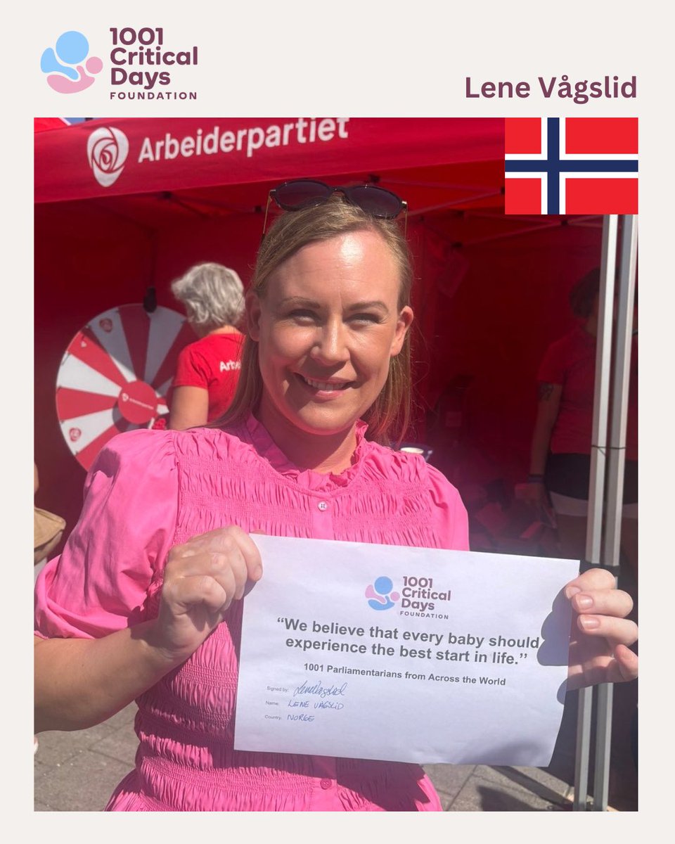 1001 Critical Days Foundation (@1001cdf) on Twitter photo Today’s Declaration of the Day: Lene Vågslid, Norway’s Minister of Children and Families ✨🇳🇴
By signing the 1001 Critical Days Declaration, she reaffirms the belief that every baby deserves the best start in life 💛
#1001CriticalDays #Norway #EarlyYears #DeclarationOfTheDay Today’s Declaration of the Day: Lene Vågslid, Norway’s Minister of Children and Families ✨🇳🇴
By signing the 1001 Critical Days Declaration, she reaffirms the belief that every baby deserves the best start in life 💛
#1001CriticalDays #Norway #EarlyYears #DeclarationOfTheDay