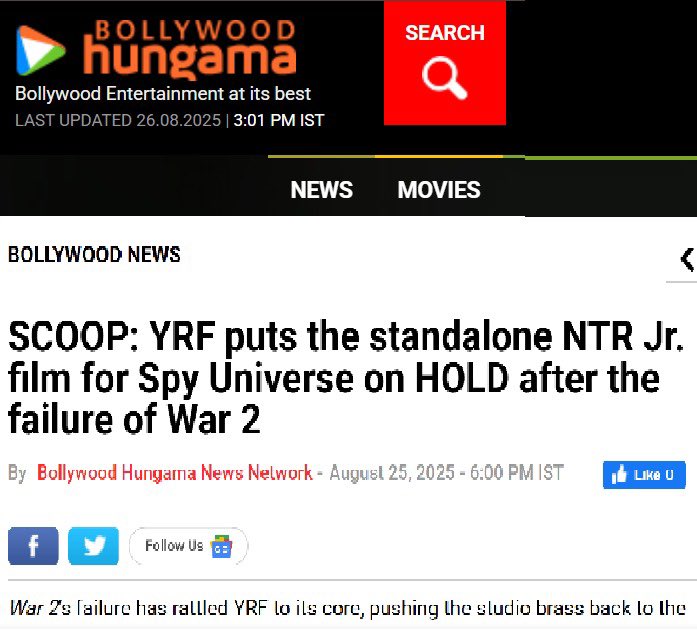 izeennatrana's tweet photo. #SoldSoul The Most unrepouted and low credible media posrtal without ethics is BOLLYWOOD HUNGAMA. Every week they run a story self cooked. Shameful.
@THRIndia_ @taran_adarsh @anupamachopra @KomalNahta @News18India @pinkvilla @yrf @TSeries @SumitkadeI @CNNnews18 @timesofindia https://t.co/aWwDlOOJnH