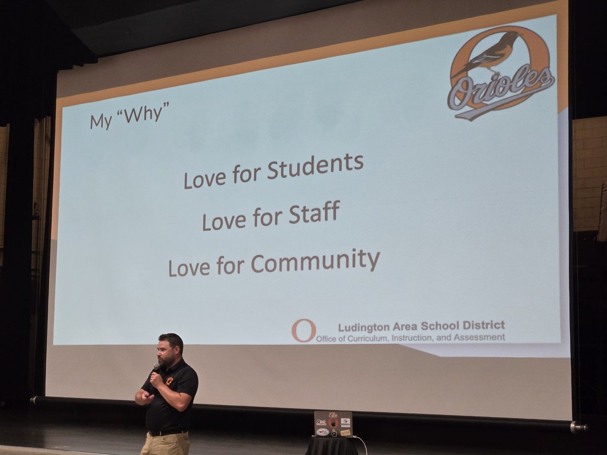 Mr. Hart kicking off the 2025-26 school year with our amazing LASD staff by sharing his "Why!" #LHSRocks #OriolePride