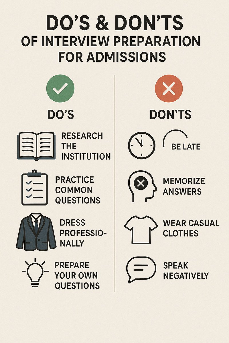 jennext_me40278's tweet image. Nervous about your university admission interview? Don’t worry—we’ve got you covered!
Here are the biggest Do’s &amp;amp; Don’ts to keep in mind. 💡
DM us for mock interviews &amp;amp; expert guidance today!
#StudyAbroad #AdmissionsInterview #UniversityTips #JenNextMentors #GlobalEducation