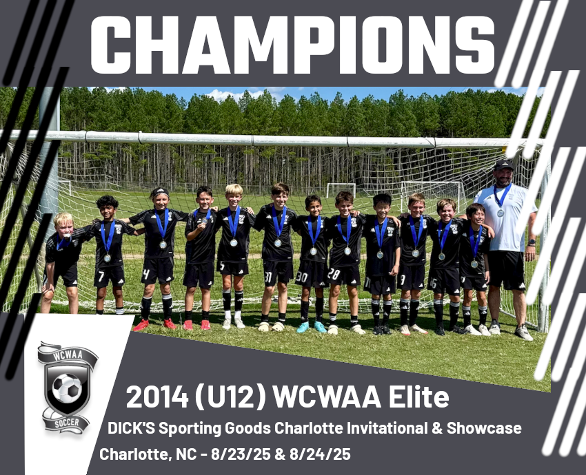 wcwaasoccer's tweet photo. Congratulations to Coach Jeff and the 2014 (U12) WCWAA Elite Boys team on finishing as champions at the DICK'S Sporting Goods Charlotte Invitational &amp; Showcase! Way to go boys! #wcwaasoccer https://t.co/1rdrUKO30V