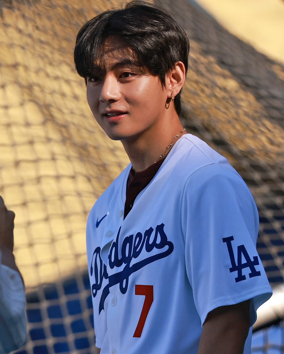 The universe looking down on "V", also known as Kim Taehyung of the Mega Group BTS was sending out positive vibes for the Dodgers. As you can see, "V"  is wearing Dodger uniform #7. 7 members of BTS. V has a 7 tattoo. The Dodgers WON their game, 7 to 0.