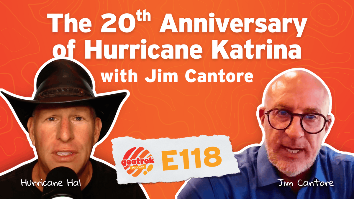 _geotrek's tweet photo. 🌊New episode available now

20 years later, @hurricanehal_ sits down with legendary @weatherchannel meteorologist @JimCantore, who rode out the storm in coastal Mississippi.

Listen on Spotify or watch the Premiere on YouTube 👉https://t.co/9r3Ui6GgVH

#Katrina20 #Hurricane https://t.co/YMH6LMgEy4