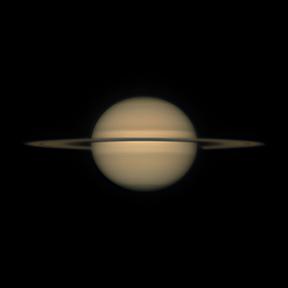 Saturn's true colours are actually much more drab than the way we usually present it. It's more often presented in a more colourful way for artistic reasons and to emphasise subtle band differences. Captured on 2025-08-18 shown in both variants.