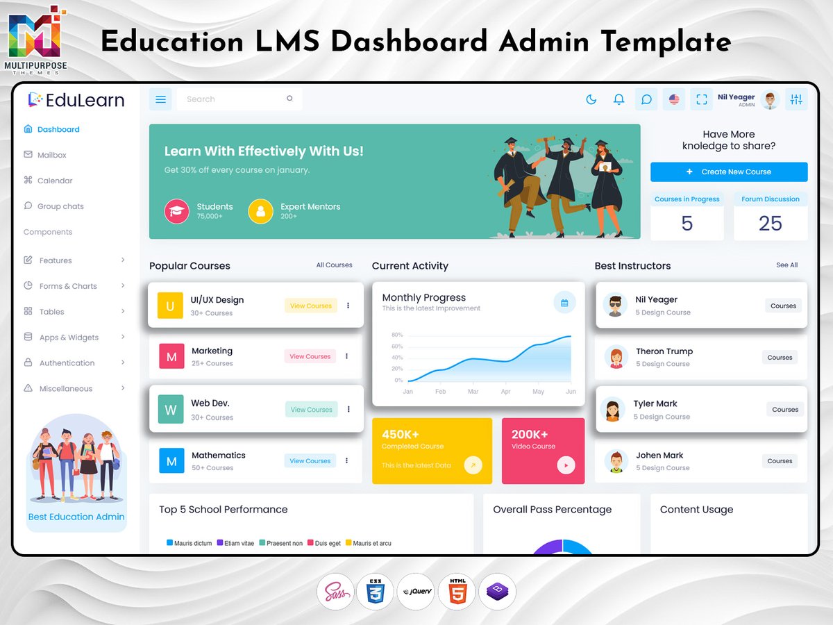 MultiStoreTheme's tweet image. LMS Dashboard – Track Courses, Students &amp;amp; Learning Analytics
.
Buy Now: themeforest.net/item/edulearn-…
.
#LMSdashboard #Learningdashboard #educationdashboard #leariningtemplate #LMSWebapps #lmsdashboardtemplate #LMSadmintemplate #Onlinecoursedashboard #coursesdashboardtemplate