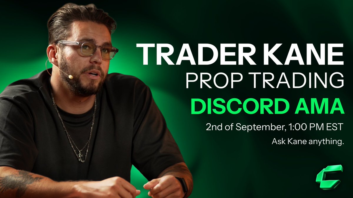 🚨 AMA with Kane! 🚨

Next week, Kane is jumping into Discord to answer YOUR questions on trading, mindset &amp; scaling.

📅 Sept 2nd
⏰ 2:00 PM EST
📍 Live in our Discord
Drop your questions in advance 👇