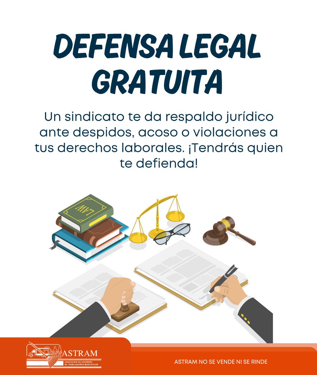 Secretaría General de ASTRAM (@astram_general) on Twitter photo Afiliarte a un sindicato te brinda respaldo jurídico ante situaciones como despidos injustificados, acoso laboral o violaciones a tus derechos.
¡No estarás solo! Tendrás quien te defienda y vele por tu bienestar laboral.
Organizarse es un derecho, ¡ejércelo! Afiliarte a un sindicato te brinda respaldo jurídico ante situaciones como despidos injustificados, acoso laboral o violaciones a tus derechos.
¡No estarás solo! Tendrás quien te defienda y vele por tu bienestar laboral.
Organizarse es un derecho, ¡ejércelo!