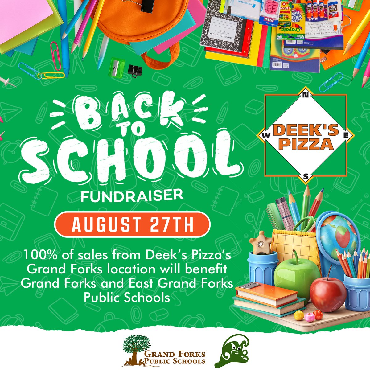 Deek's Pizza ๐ (@deekspizza) on Twitter photo ๐๐ Itโs Fundraiser Day! 100% of Deekโs Grand Forks sales support <a href="/EGFSchools/">East Grand Forks Public Schools</a> & <a href="/GFSchools/">Grand Forks Public Schools</a>. Order, Venmo @deekspizza, or grab a gift card: deekspizza.com/gift-card-fundโฆ
Huge thanks to those who ordered, donated, & grabbed a gift card! Youโre making the 5th Annual fundraiser amazing!๐ ๐๐ Itโs Fundraiser Day! 100% of Deekโs Grand Forks sales support <a href="/EGFSchools/">East Grand Forks Public Schools</a> & <a href="/GFSchools/">Grand Forks Public Schools</a>. Order, Venmo @deekspizza, or grab a gift card: deekspizza.com/gift-card-fundโฆ
Huge thanks to those who ordered, donated, & grabbed a gift card! Youโre making the 5th Annual fundraiser amazing!๐