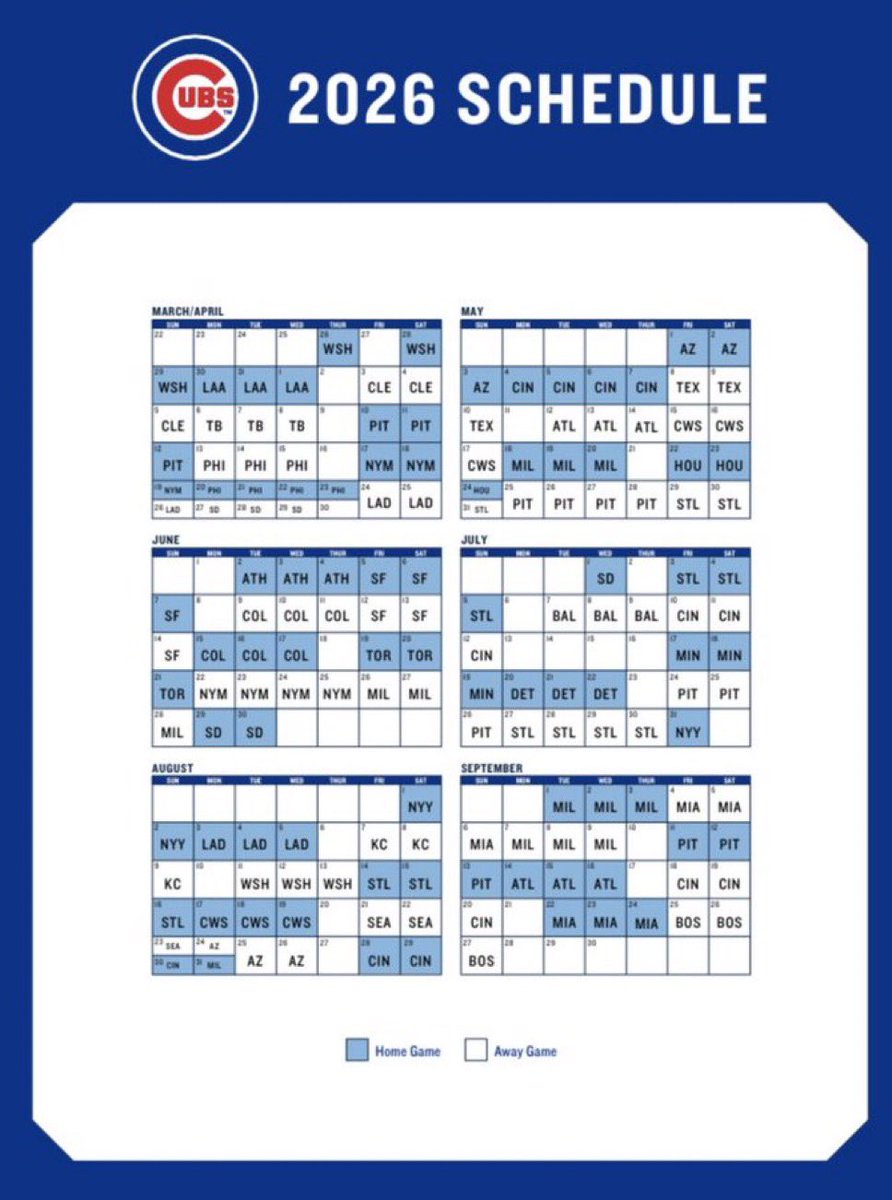Taylor_McGregor's tweet image. #Cubs announce their 2026 schedule: