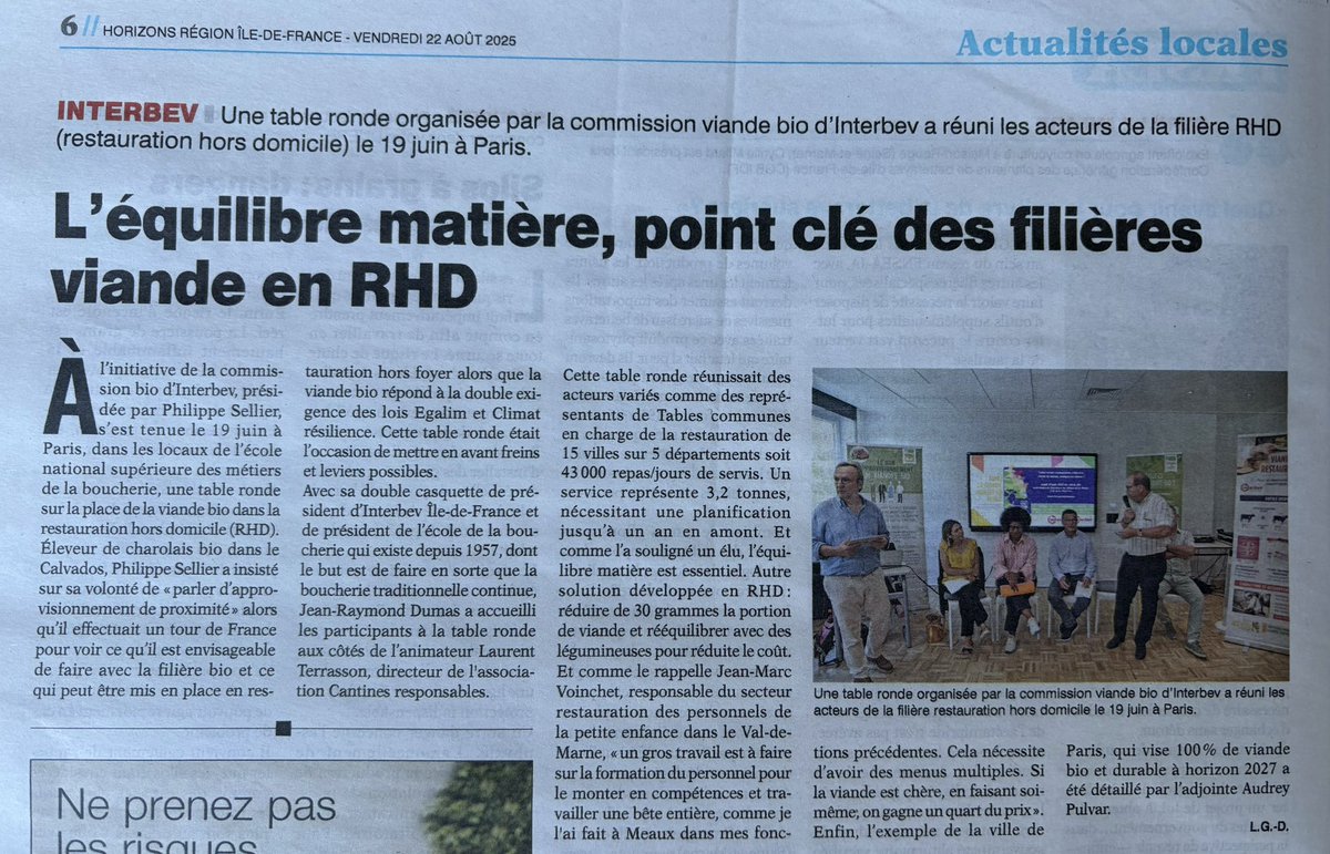 🙏 à <a href="/Horizons/">Horizons</a> pour ces articles parus le 22 août #viande #locale #équitable <a href="/iledefrance/">Région Île-de-France</a> #Paris #RHD #Bio <a href="/Interbev_fr/">Interbev</a> <a href="/elveabovinsidf/">ELVEA nos bovins IDF</a> <a href="/MaxHavelaarFr/">Max Havelaar France</a>