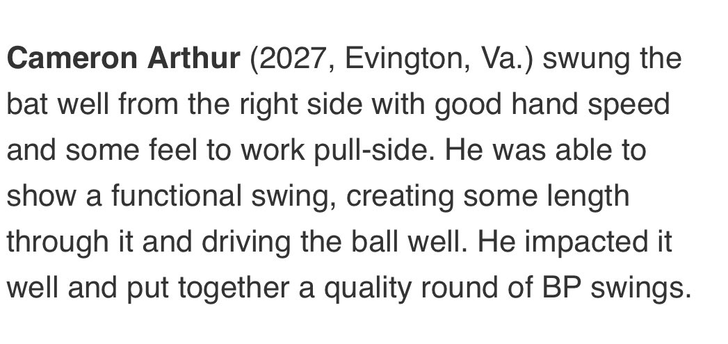 Thank you Perfect Game for allowing me to come compete this weekend. Went 2-5 over two games with good abs and swings. 2 new PRs, 87 inf velo, 6.82 60. Excited to continue to get after it this offseason!

<a href="/PG_VirginiaWV/">Perfect Game Virginia - West Virginia</a> <a href="/PG_Coastal/">PG Coastal Scouting</a> <a href="/VADirtbagsPrime/">VA Dirtbags Prime 2027</a> <a href="/David_Goulding9/">David Goulding</a> <a href="/coachcoop05/">mike cooper</a>