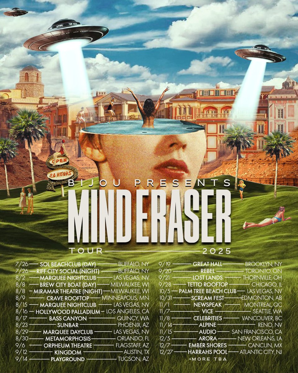 Mind Eraser Tour Phase 2 

12 New cities, 12 New Shows 

More shows TBA so if you don’t see yours, don’t think I’m not putting in the work for you 🔨
