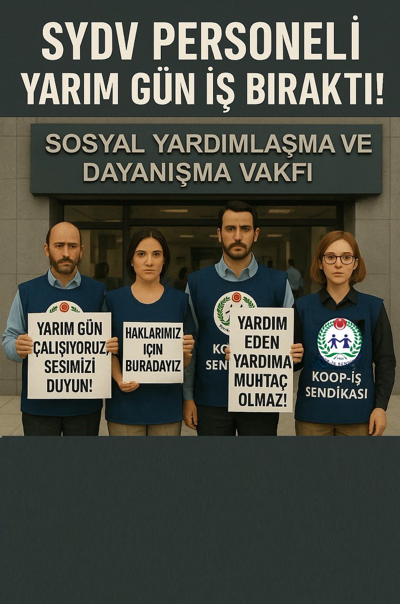 SYDV çalışanları, yıllardır sessizce omuzladıkları yükün artık karşılığını talep ederek greve gidiyor. Bu grev yalnızca ekmek mücadelesi değil; adalet, eşitlik ve emeğin onuru için verilen tarihi bir duruştur.<a href="/alemdareyup/">Eyüp Alemdar</a>
 <a href="/MahinurOzdemir/">Mahinur Özdemir Göktaş</a> #SYDVGreveGidiyor  <a href="/tcailesosyal/">T.C. Aile ve Sosyal Hizmetler Bakanlığı</a>