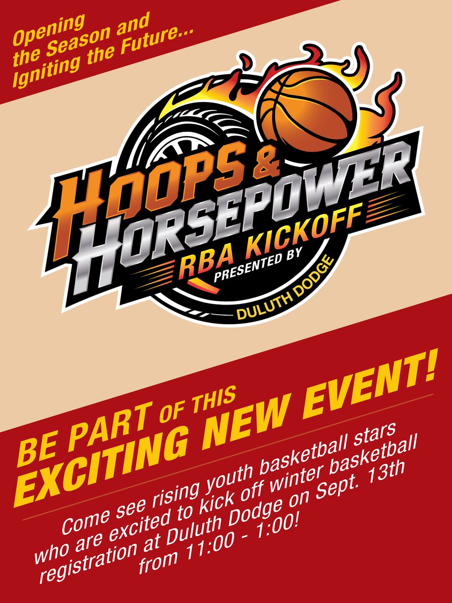 Join us, 9/13, 11am-1pm for a couple of fun games showcasing RBA players @duluthdodge kicking off the 2025-2026 season &amp; registration!