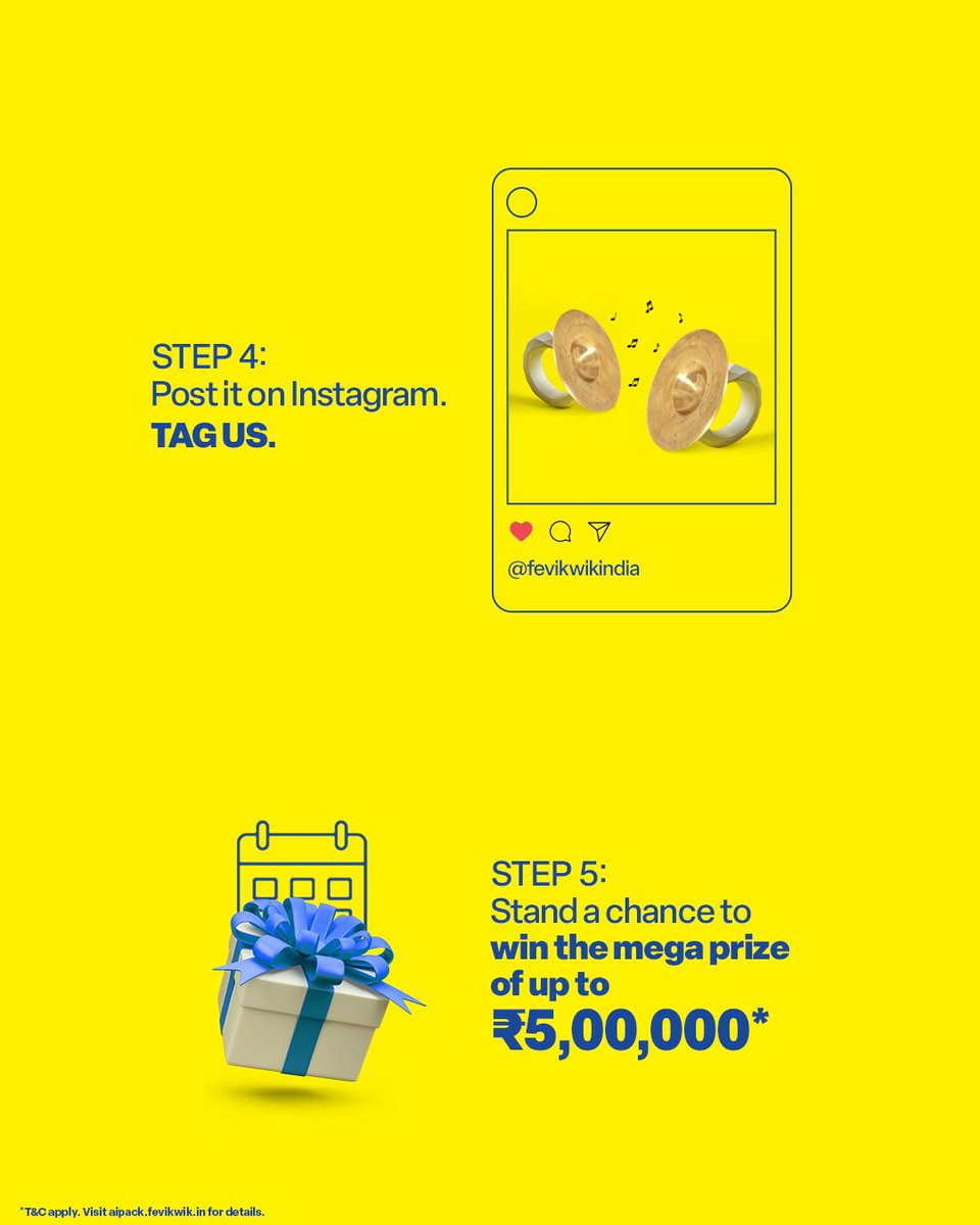 Get festive-ready with #FevikwikAIPack &amp; unleash your inner kalakaar✨
Create, post on Insta, tag @fevikwikindia &amp; win ₹10K weekly!🏆
Best of week wins a prize up to ₹1L!
Oh, there's also a grand prize of ₹5L!💰

Powered by KwikGPT – #ChutkiMeinKalakaari #ChutkiMeinChipkaye