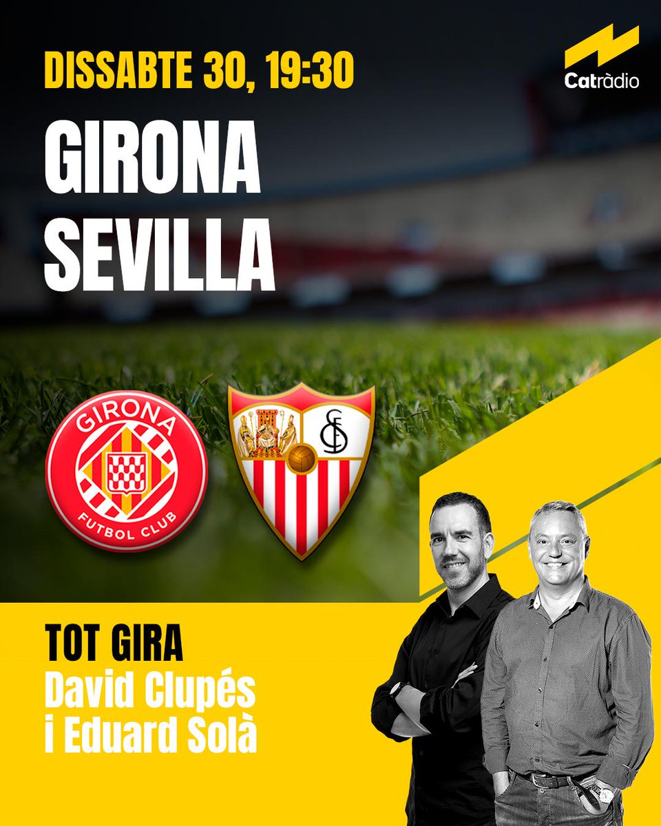 El club de la mitjanit (@clubmitjanit) on Twitter photo 🔴 Comença el partit a Montilivi!
GIRONA - SEVILLA
Segueix el partit al <a href="/totgira/">Tot gira</a> de <a href="/CatalunyaRadio/">Catalunya Ràdio</a> amb <a href="/eduardsola/">Eduard Solà</a>
Aquí ⤵️ catradio.cat/directe 🔴 Comença el partit a Montilivi!
GIRONA - SEVILLA
Segueix el partit al <a href="/totgira/">Tot gira</a> de <a href="/CatalunyaRadio/">Catalunya Ràdio</a> amb <a href="/eduardsola/">Eduard Solà</a>
Aquí ⤵️ catradio.cat/directe
